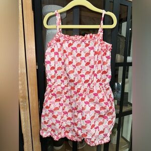 Mini Boden swan print ruffle romper playsuit toddler girls colorful shorts tank